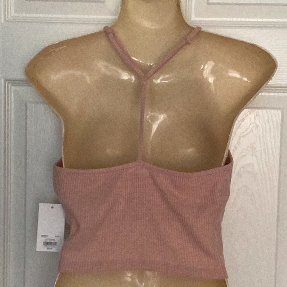 NWT crop halter top ribbed t-back M - Picture 3 of 5